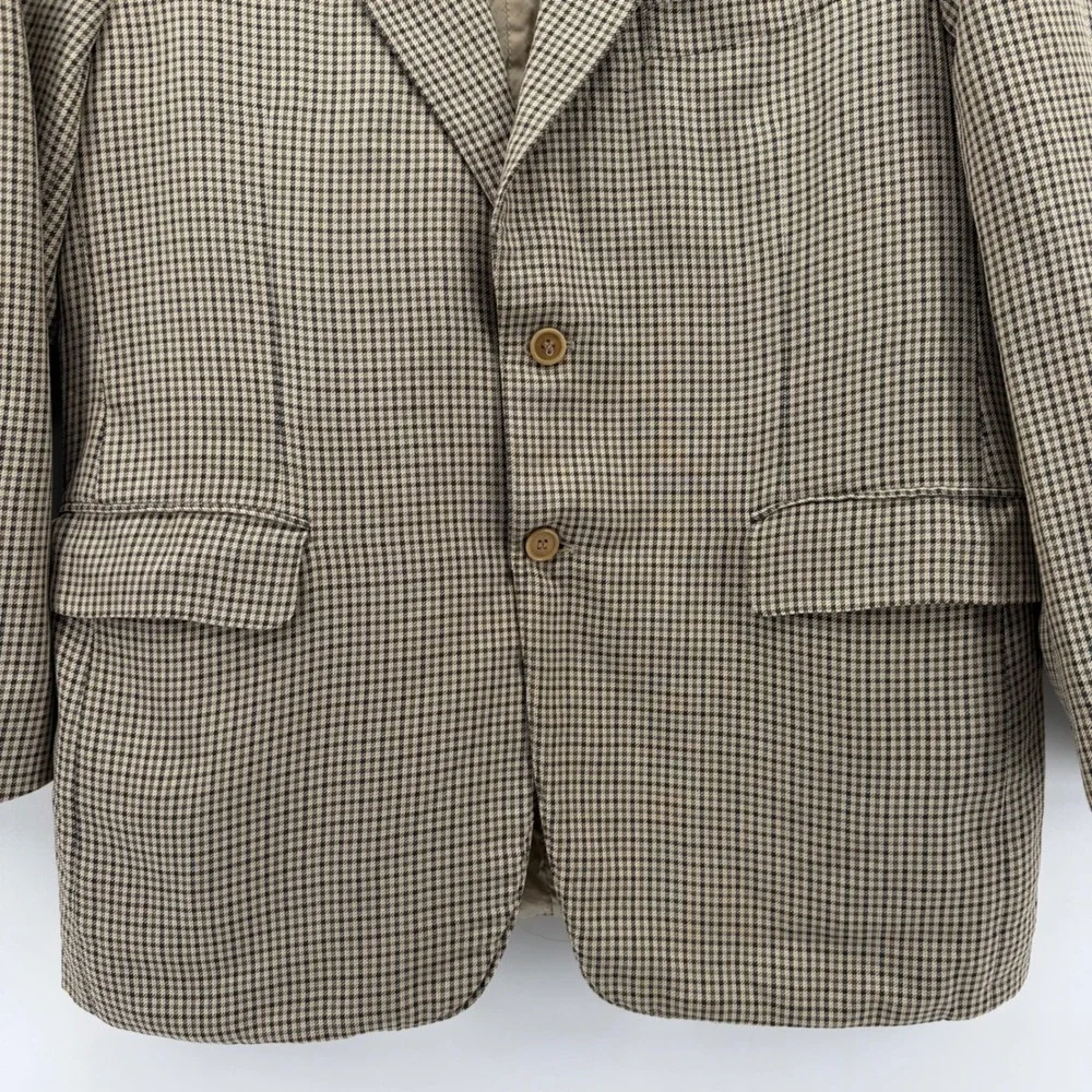 Canali Silk Wool Sport Coat Blazer Men 40R (50R IT) Brown Houndstooth Italy Made